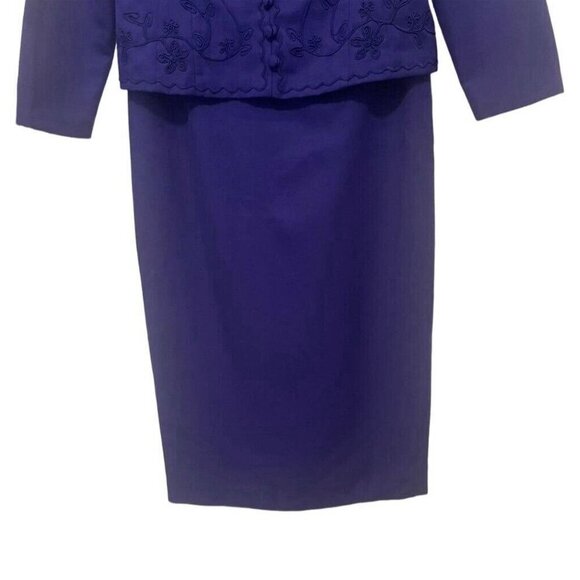 Vintage Karin Stevens Petites Purple Skirt Suit Set Women's Size 8P Elegant - Picture 5 of 11